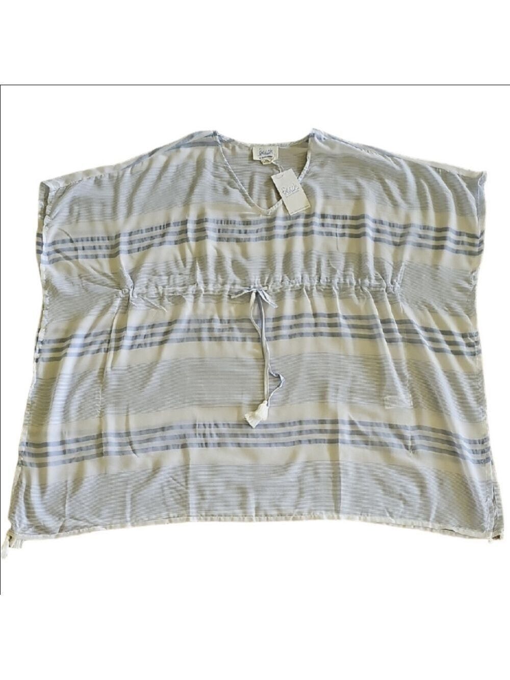 Beachlunchlounge Blue and White Striped Oversized Shirt